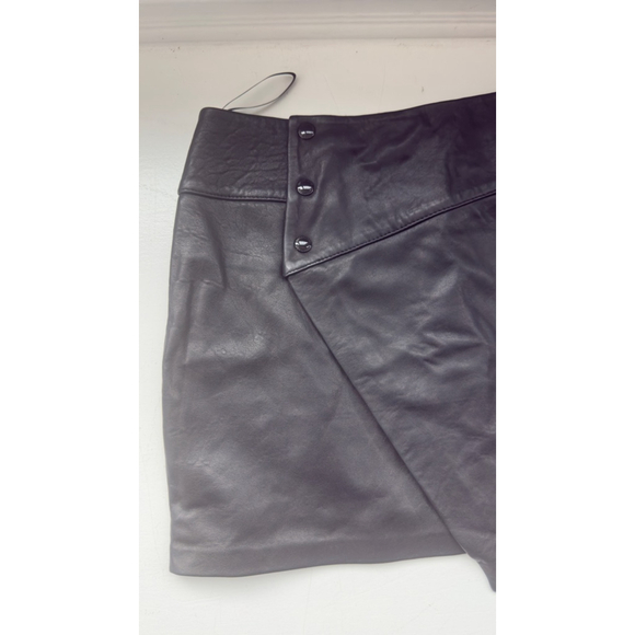 Women's Zadig & Voltaire Black Leather Asymmetrical Skirt Size 6 - Picture 2 of 9